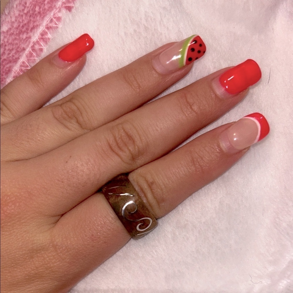 Wood ring with silver spiral accents